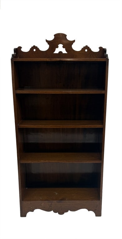 AMERICAN CANT BACK BOOKSHELF W/ A ONE BOARD BACK WALNUT, 43" X 21" X 9" (1 of 6)
