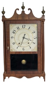 CHAUNCY IVES PILLAR & SCROLL SHELF CLOCK 30" X 16 1/2" X 4 1/2"