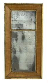 FEDERAL TWO SECTION LOOKING GLASS W/ ORIGINAL MIRROR & BACKBOARD  36" X 18 1/2"