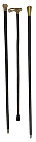 3 WALKING STICKS WITH GOLD FILLED HANDLES LONGEST 37 1/2"