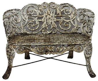 CAST IRON "GRAPE CLUSTER" GARDEN BENCH 31 1/2" X 42" X 23"