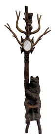 BLACK FOREST CARVED BEAR HALL/COAT RACK CANE STAND 75" TALL X 30" WIDE