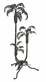 FRENCH METAL ART FLOOR STANDING PALM TREE SCULPTURE, COLD PAINTED 53" X 23"