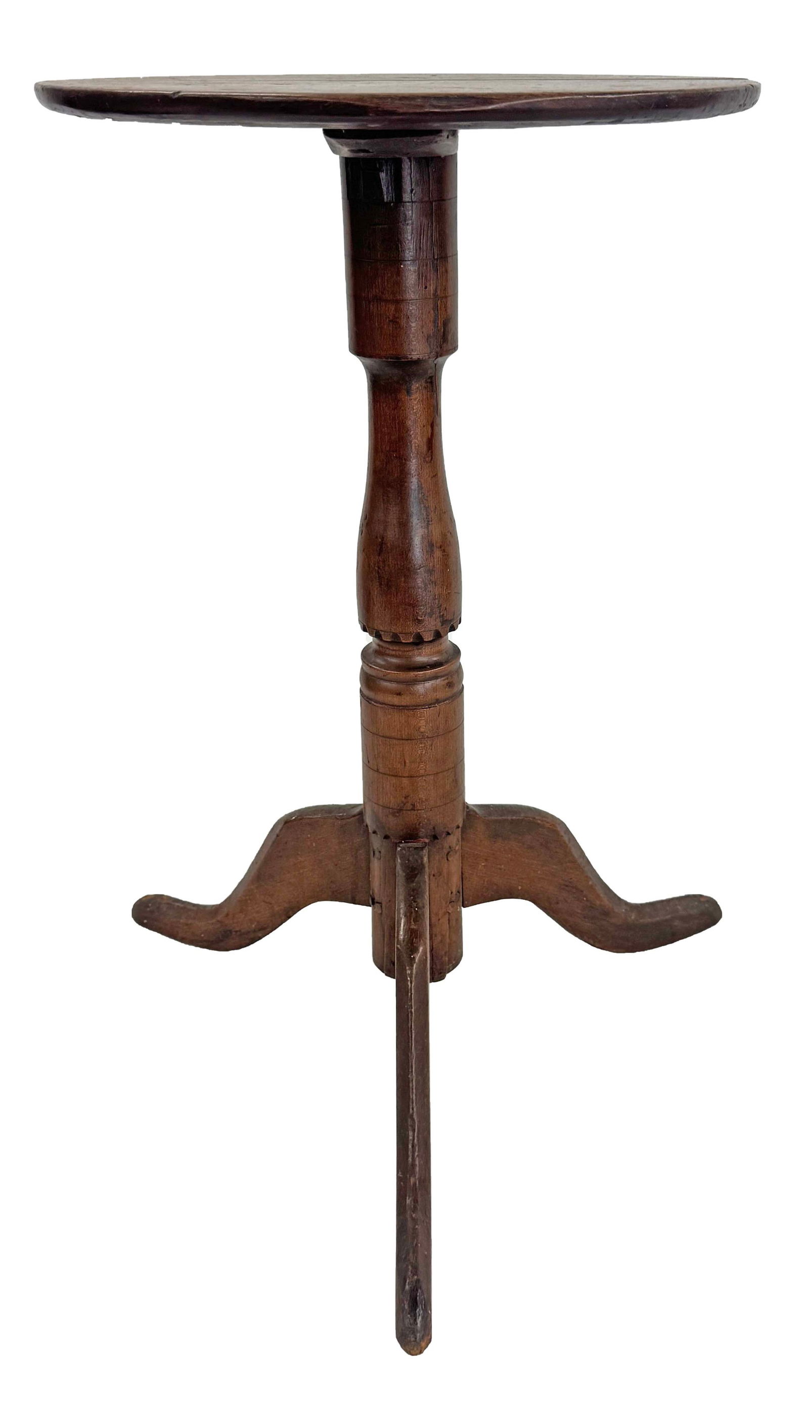 19THC. NEW YORK STATE ROUND TOP CANDLESTAND (1 of 4)