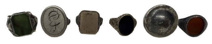 6 MENS RINGS ASST'D METALS