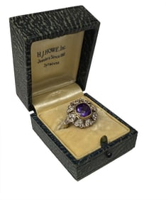 18KT GOLD AMETHYST & DIAMOND RING AMETHYST APPROX. 2 CT  3.2 DWT APPROX. SIZE 6 1/2