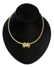 14KT GOLD & DIAMOND PENDANT ON 14KT OMEGA CHAIN DIAM. APPROX. 1.26 CT, 26.6 DWT 18 1/2" CHAIN