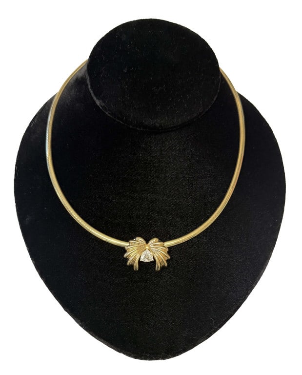 14KT GOLD & DIAMOND PENDANT ON 14KT OMEGA CHAIN DIAM. APPROX. 1.26 CT, 26.6 DWT 18 1/2" CHAIN (1 of 5)