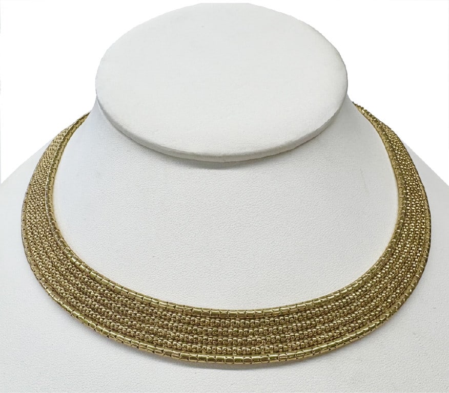 18" 14KT YELLOW GOLD FLAT COLLAR NECKLACE APPROX. 27.6 DWT (1 of 5)