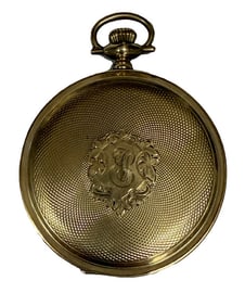 14KT GOLD 1 7/8" DIAM ELGIN HUNTING CASE POCKET WATCH DEDICATED 1929, WORKING CONDITION