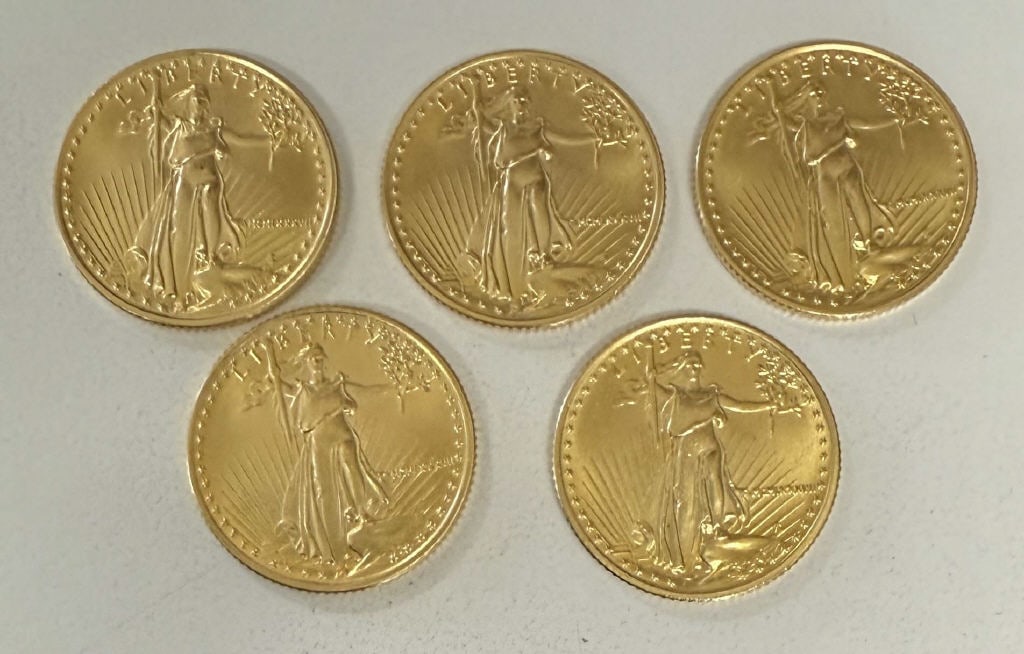 5 SAINT GAUDENS, 22 KT GOLD COINS, 5/10 OZ GOLD (1 of 3)