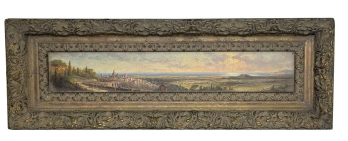 OIL / BOARD BY  E. L. HENRY (EDWARD LAMSON HENRY ) SIGNED & NOTED IN VERSO "VIEW GUASTAVA  "ALBANIAN