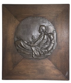 AUGUSTUS SAINT GAUDENS BAS RELIEF RONDELLE ROBERT LOUIS STEVENSON (1848 -1907) 11 3/4" DIAM 18" X