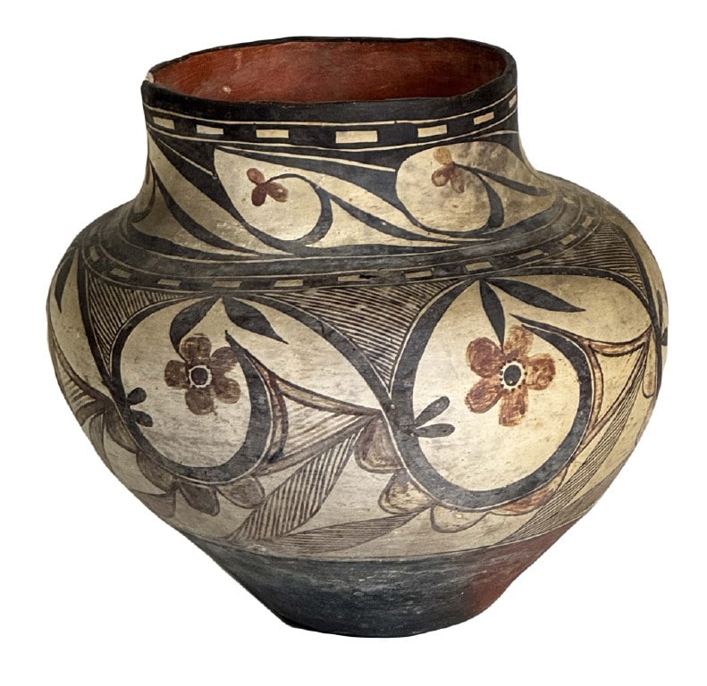 LATE 19THC. NATIVE AMERICAN ZIA POLYCHROME OLLA CHIP, 12" X 13" (1 of 5)