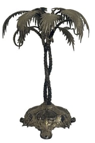 SILVER PLATED PALM TREE CENTERPIECE 20" X 14"