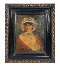 PORTRAIT OF A YOUNG WOMAN SGND ILLEGIBLY 12 3/4" X 9 1/2"