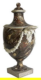 C. 1810 AGATE WARE URN W/ JASPER RELIEF ATTRIB. TO WEDGWOOD & BENTLEY 12" TALL: C. 1810 AGATE WARE URN W/ JASPER RELIEF ATTRIB. TO WEDGWOOD & BENTLEY 12" TALL