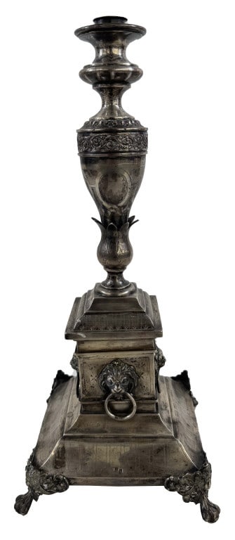 FRENCH 19THC. SILVER CANDLESTICK APPROX. 35 TROY (1 of 5)