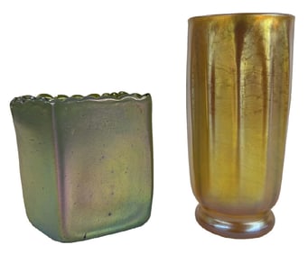 TWO PCS. ART GLASS, 1 SIGNED LOETZ, AUSTRIA TALLEST 7"