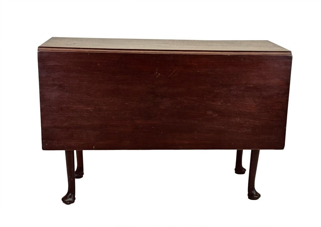 LATE 18TH / EARLY 19THC. QUEEN ANNE DROPLEAF TABLE 28" X 49 1/2" OPEN & 17" CLOSED X 42" LONG (1 of 6)