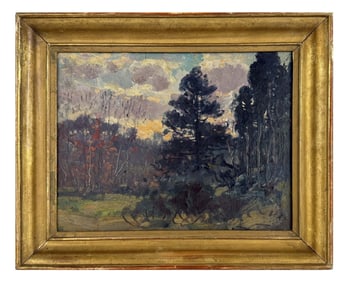 MARSDEN HARTLEY LANDSCAPE STUDY AFTER CEZANNE INSCRIBED & LABELED IN VERSO OIL/BOARD 11 1/2" X 14