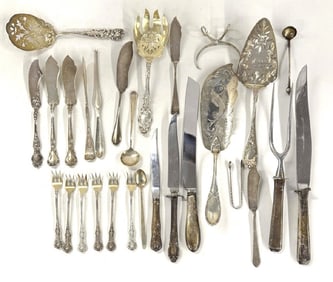 28 ASSORTED STERLING SILVER SERVING PIECES APPROX. 29.6 TROY OZ