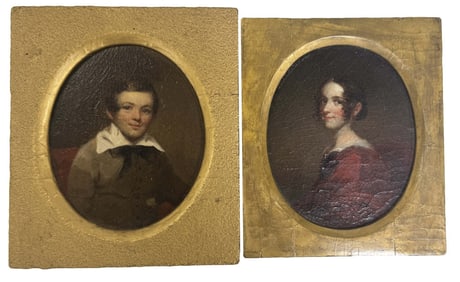 TWO SMALL 19THC. PORTRAITS 5 1/4" X 4 1/4" EACH