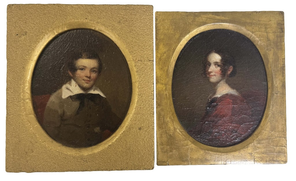 TWO SMALL 19THC. PORTRAITS 5 1/4" X 4 1/4" EACH (1 of 4)
