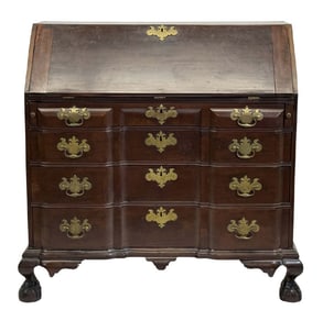 BOSTON BLOCK FRONT DESK WITH TRIPLE SHELL INTERIOR 43" X 42" X 22"