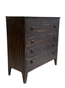 STATE OF MAINE RED & BLACK GRAIN PAINTED CHEST OVER 2 DRAWERS 42 1/2" X 41 1/2" X 18"