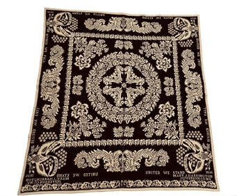 WINTER / SUMMER COVERLET, JEFFERSON CO. NY BY MARY HARRINGTON, 1856  87" X 80"