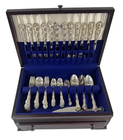 GORHAM "RONDO" PATTERN STERLING SILVER FLATWARE SERV. FOR 12, 77 PCS, LITTLE OR NO WEAR  APPROX. 83
