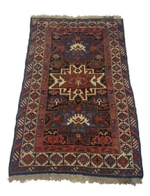 LESGHI STAR CAUCASIAN SCATTER MAINTAINS MACRAME ENDS   3'2" X 5' 2"