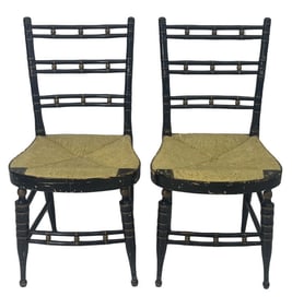 PAIR OF SHERATON FANCY CHAIRS 34" X 17 1/2" X 16"