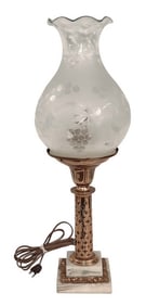 ASTRAL LAMP, ELECTRIFIED W/ ORIG SHADE 24" TALL