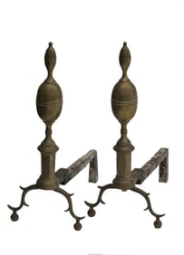 PR OF 18THC. DOUBLE LEMON ANDIRONS 22 1/2" TALL NICELY SEAMED AND PEENED