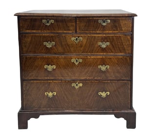 18THC. WALNUT CHEST WITH HERRINGBONE INLAY ORIGINAL BRASS 35 1/2" X 35 1/2" X 21"