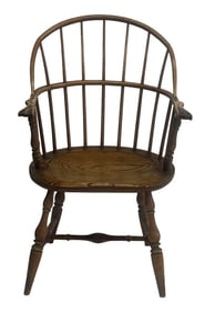 CT KNUCKLE ARM WINDSOR CHAIR, CHESTNUT SEAT 27" X 23 1/2" X 18"