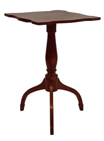 FINE CHERRY SHAPED TOP CANDLESTAND, W/ SPADE FEET 28 1/2" X 17 3/4" X 17 1/2"