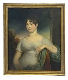 AMERICAN SCHOOL PORTRAIT OF A YOUNG WOMAN 30" X 25"