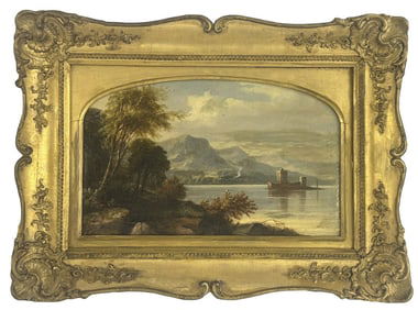 OIL/ PANEL HUDSON RIVER SCHOOL, ARTIST UNKNOWN FORMERLY IN BROOKLYN MUSEUM COLLECTION 10" X 16"