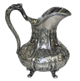 NY COIN SILVER CREAM POT ALLCOCK & ALLEN C.1810- 1820 6 1/4" TALL 11.9 TROY