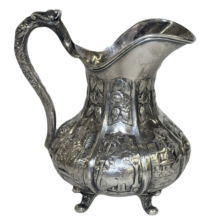 NY COIN SILVER CREAM POT ALLCOCK & ALLEN C.1810- 1820 6 1/4" TALL 11.9 TROY (1 of 11)