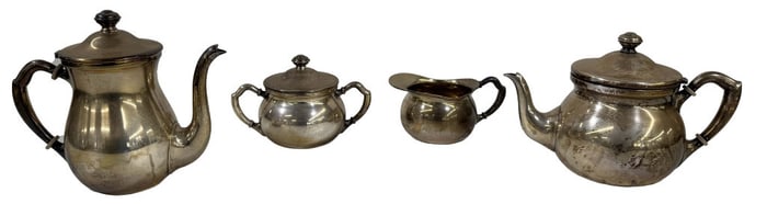 4 PC. PERUVIAN STERLING SILVER TEA & COFFEE SET APPROX. 62 TROY OZ