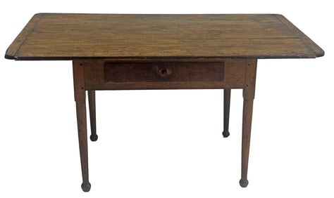 PLANK TOP ONE DRAWER BUTTON FOOT TAP TABLE BREADBOARD ENDS  26 1/2" X 50 3/4" X 33"