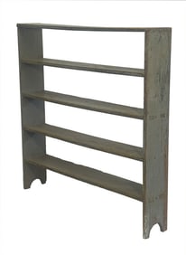 SET OF PAINTED HUDSON VALLEY SHELVES IN ORIGINAL SAGE GREEN PAINT  50 3/4" X 51 1/4" X 9"