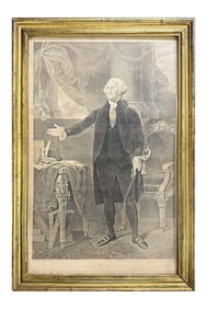 PRINT OF GEORGE WASHINGTON AFTER GILBERT STUART IN LEMON GOLD FRAME 16 1/2" X 24 1/2" OVERALL
