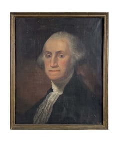 PRIOR HAMLIN SCHOOL PORTRAIT OF GEORGE WASHINGTON, OIL / CANVAS 24" X 20"