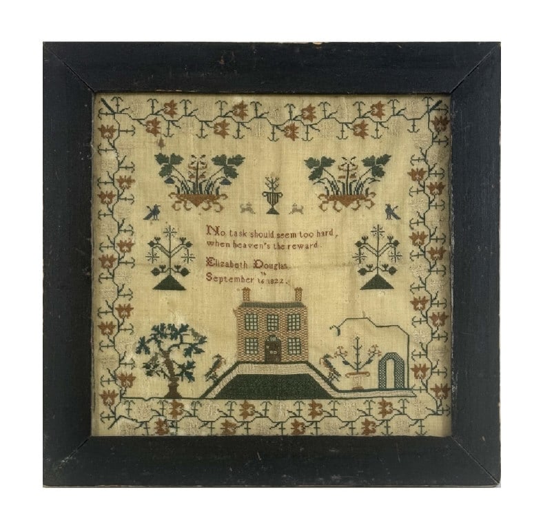 1822 SAMPLER BY ELIZABETH DOUGLAS 14" X 14" (1 of 7)