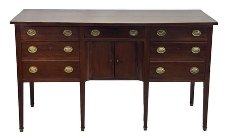 C. 1790 NEW ENGLAND CHERRY HEPPLEWHITE SIDEBOARD WITH SPADE FEET 37" X 62" X 28 1/2"